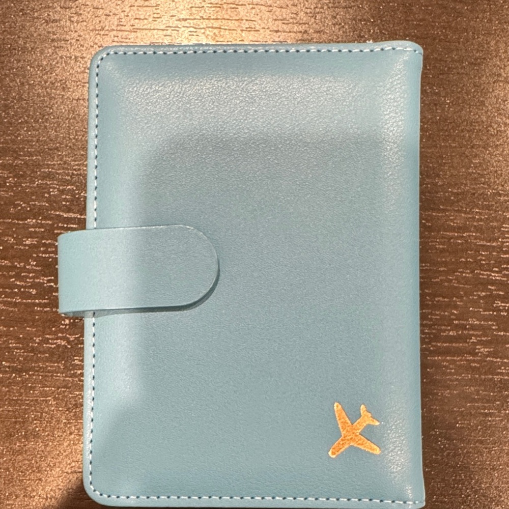 Amazon Light Blue Passport Wallet with Gold Accent